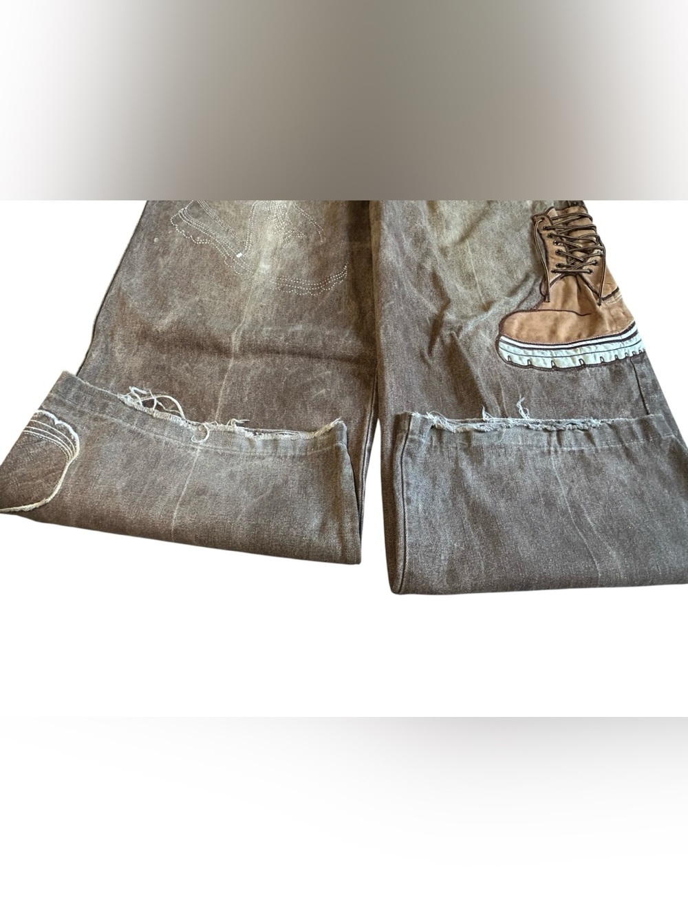 Vintage Y2K Raw Blue Timberland Boot Baggy Denim Set 42x34 3XL - Picture 6 of 16